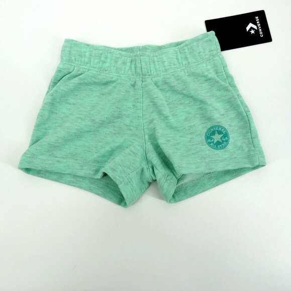 Converse Girls Ocean Mint Heather Shorts Size 4 Elastic Waist NWT $20 - Picture 1 of 3